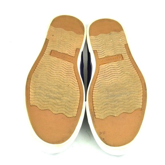 Nautica Doubloon Men\'s Size 13 Navy & Tan Canvas Slip On Deck Shoes